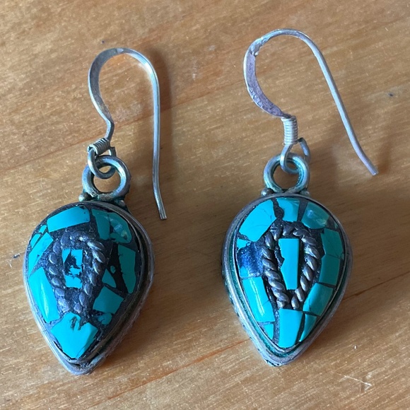 Sterling Silver 925 Turquoise Earrings - Picture 1 of 7